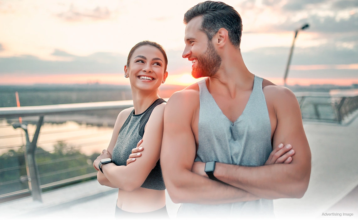 happy fit couple after coolshaping program fat freezing results body contouring fat reduction cryolipolysis toned physique non surgical fat loss solution